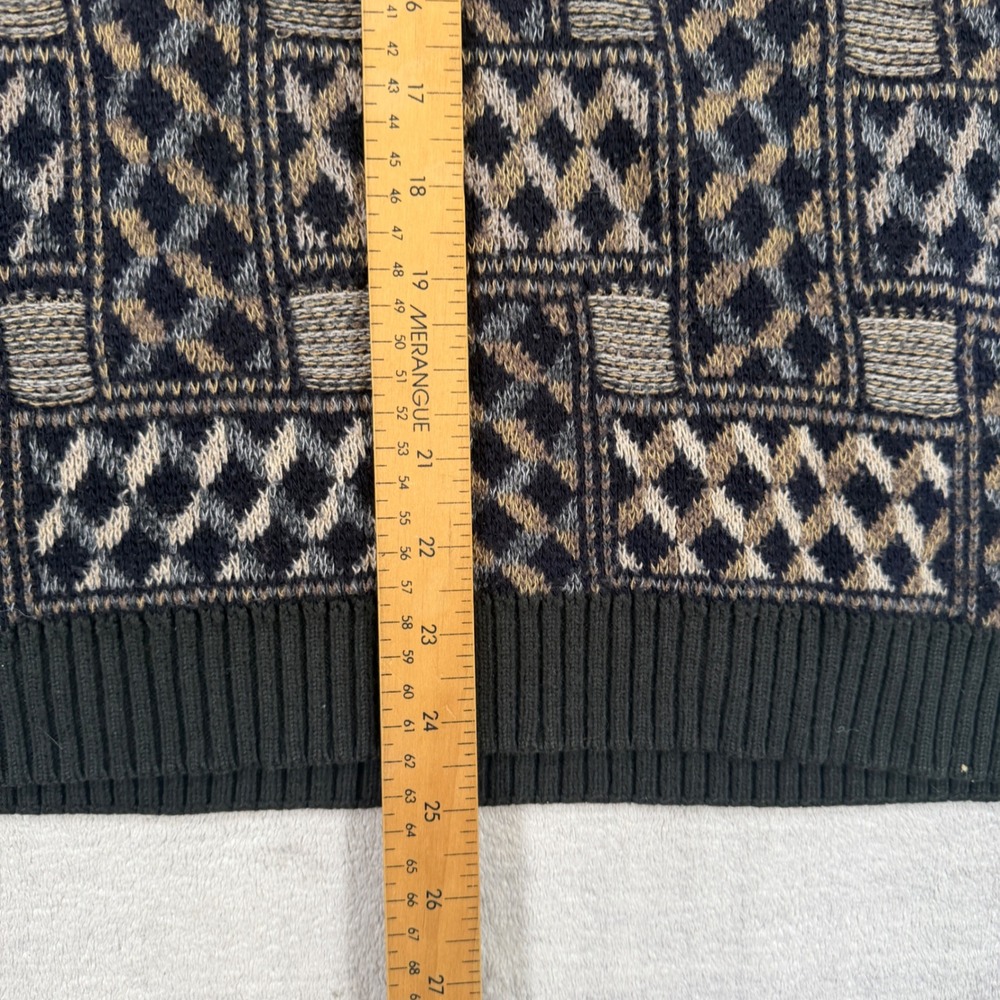 Ash Creek Trading Sweater Mens Medium Vintage Green Cabin Knit Grandpa Geometric - Picture 5 of 7